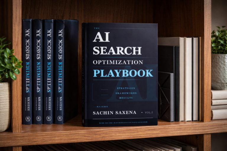 AI Search Optimization Playbook books displayed on library shelf