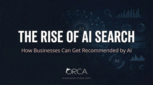 The Rise of AI Search blog thumbnail showing how businesses can get recommended by AI search engines