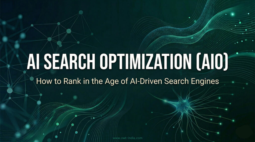 AI search optimization concept showing structured content, entity signals, and AI-driven search systems