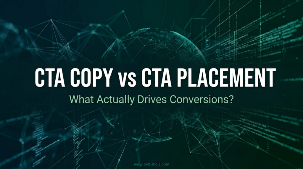 CTA copy vs placement experiment showing higher conversions from messaging compared to button position