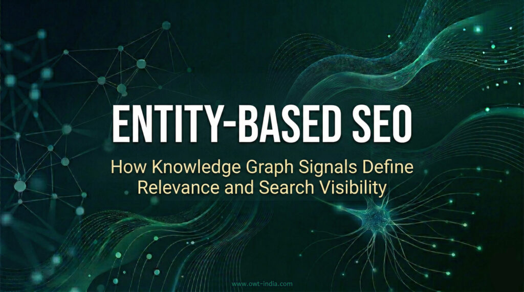 entity based SEO showing knowledge graph connections and structured data relationships