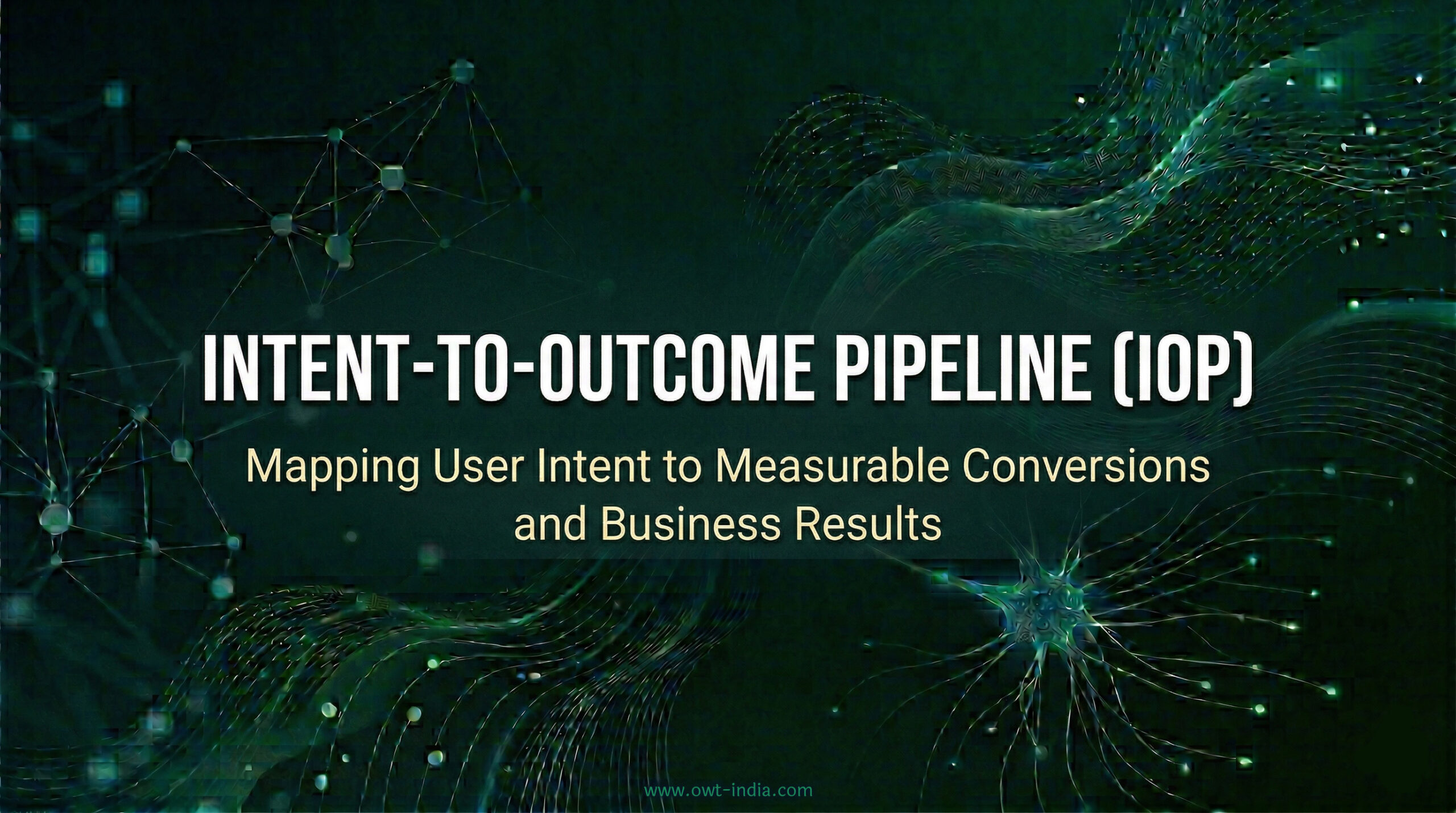 intent to outcome pipeline showing stages from search click interaction conversion to business outcome
