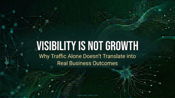 visibility vs growth concept showing traffic entering funnel and leakage due to poor conversion systems
