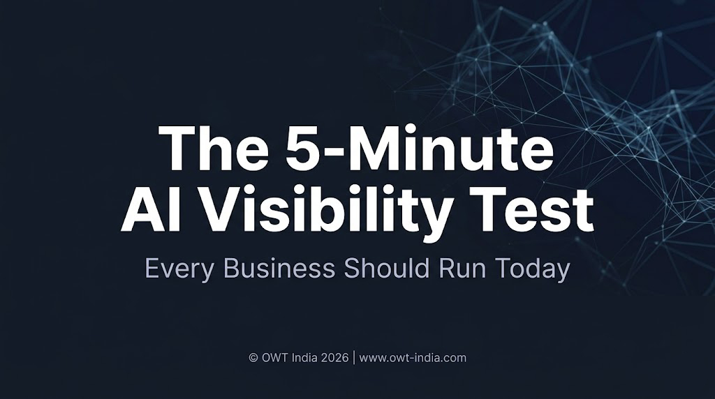 Homepage 5 Free 5-minute AI search visibility test showing how any business can check if they appear in ChatGPT, Perplexity, and Google AI answers