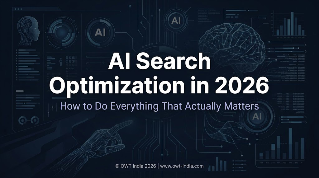 Homepage 8 AI search optimization guide 2026 showing 10 practical how-to frameworks for entity authority, content structure, and AI search visibility