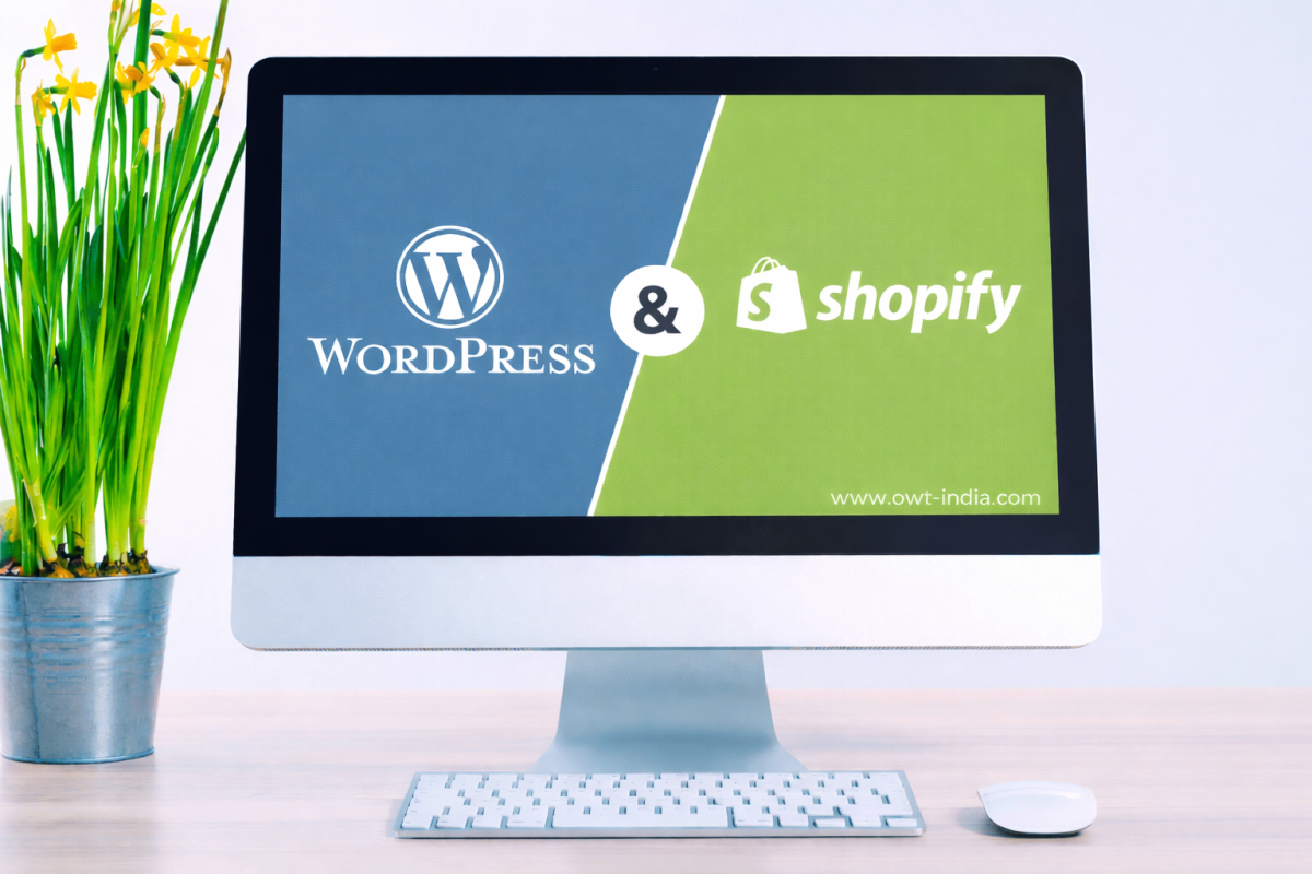 Custom WordPress and Shopify development displayed on a desktop screen representing professional website and ecommerce development services.