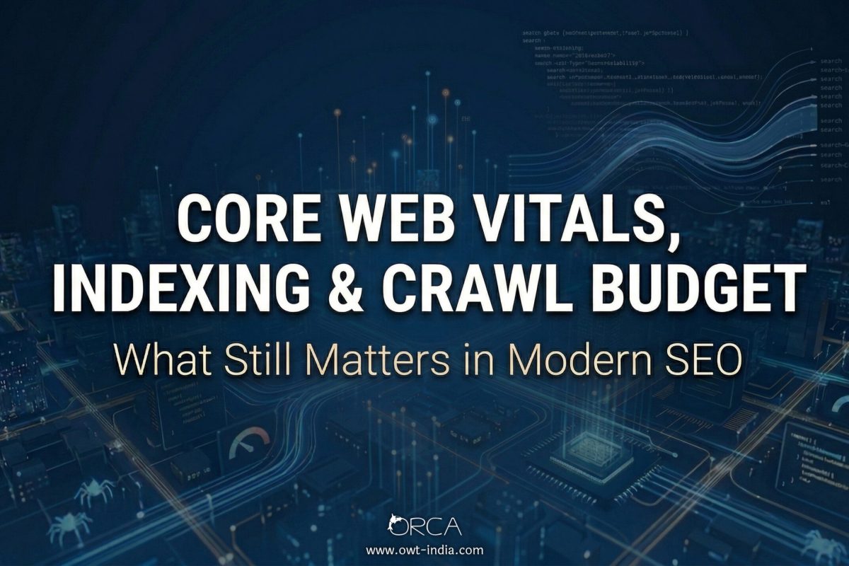 Core Web Vitals indexing and crawl budget infographic thumbnail showing key technical SEO factors for modern search