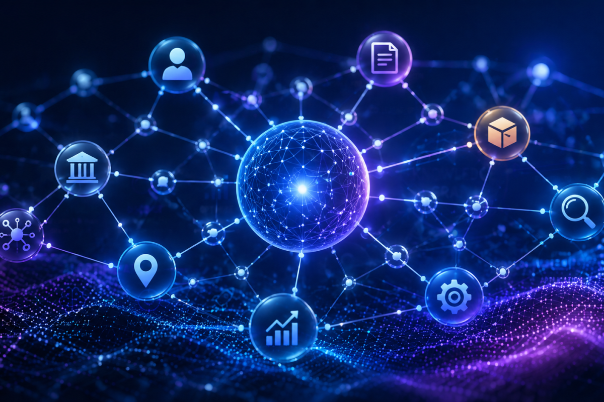 Entity knowledge graph in AI search optimization showing relationships between entities and concepts