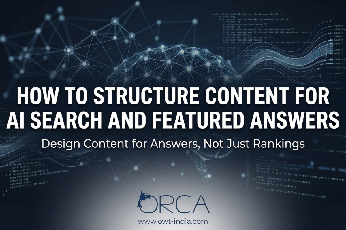 How to structure content for AI search and featured answers blog thumbnail showing AI content formats and structured optimization